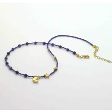 YZC Jeweler Yzcjeweler Doğaltaş Kolye - Lapis Lazuli Taşı Kolye (4mm.ve 1mm.lik Taşlar)