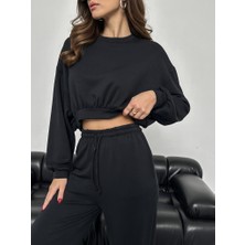 Elif Özbey Siyah Modal Sweat Pantolon Takım