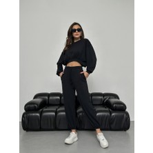 Elif Özbey Siyah Modal Sweat Pantolon Takım