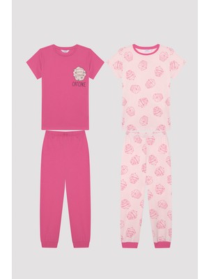 Penti Kız Çocuk Cat Cake Çok Renkli Pamuklu 2li Pijama Takımı