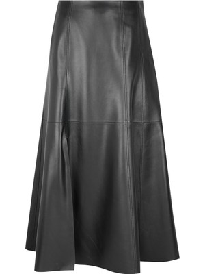 Desa Aulii Siyah Kadın Yırtmaçlı Deri Etek