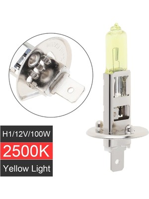 Xiyu Shop H1 100W 2500K Sarı Halojen Lambalar 12V H1 H3 Hk Sarı Işık Süper Parlak Otomatik Ön Far Sis Ampulü Araba Işık Kaynağı Otopark (Yurt Dışından)