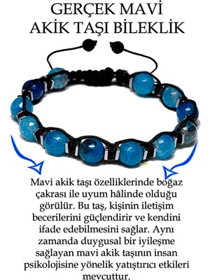 Sertifikalı Hematit - Koyu Mavi Akik Taşı Bileklik - Makrome