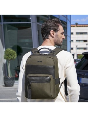 Roncato Unisex Evrak Çantası 41226157 Roncato Zaıno Slım 1 Comp. (Pc 14"/tablet/usb) Nevada Verde Mıl.