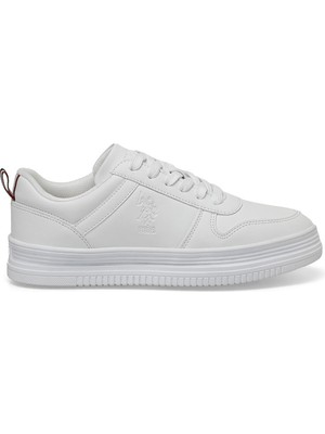 U.S. Polo Assn. Beyaz Kadın Sneaker Düz Tabanlı Rahat Kullanım İçin Şık Tasarım
