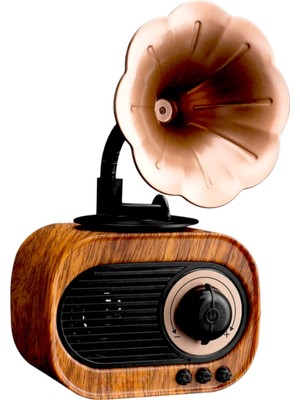 Royal Trend Ahşap Desenli Nostaljik Klasik Radyo Gramofon, Yüksek Ses si, Bluetooth Müzik Kutusu (MN-S19)