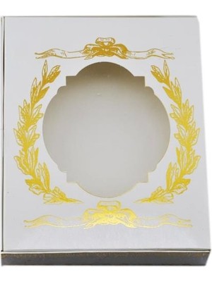 Altın Yaldızlı Beyaz Asetat Kutu 15x12x3 cm