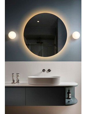 Faw Decor LED Işıklı Yuvarlak Model Dekoratif Duvar Aynası, Modern Eşsiz Ayna, Ayna Duvar Dekorasyon Ürünü