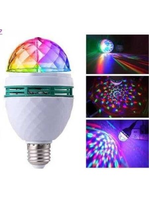 Hanedanev Disco Topu Renkli LED Döner Başlıklı Disko Topu Ampul Gece Lambası 3 Watt E27 Duylu