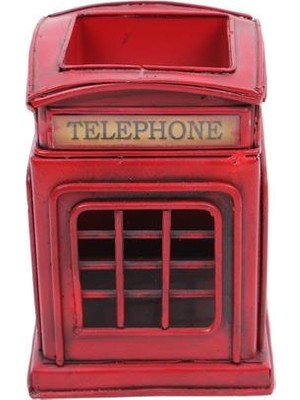 Mevafa Dekoratif Metal Londra Telefon Kulübesi Kalemlik Vintage  k