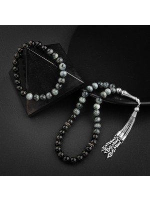 Osmanlı Doğal Taş Kedi Gözü-Nuummte Doğal Taş Tesbih Bileklik Seti