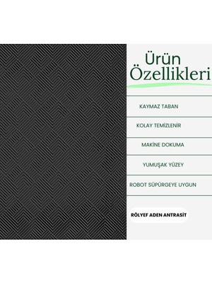 Anatolian Carpet Store Rölyef Aden Gri  Kaymaz Taban  Kesme Halı Yolluk