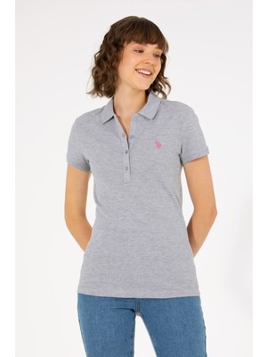 U.S. Polo Assn. Kadın Gri Melanj Tişört Basic 50262675-VR086