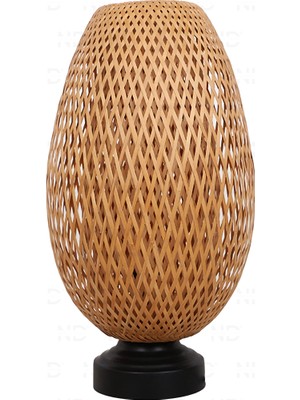 Boja Bambu Abajur, Masa Lambası 23x37x42 cm İskandinav, Modern, Bohem, Rattan, Aydınlatma