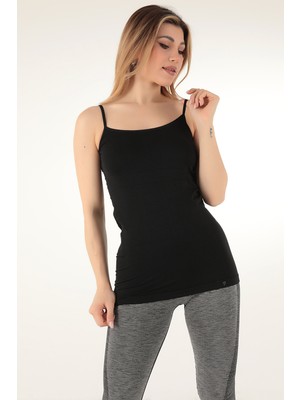 Doremi Seamless Ayarlanabilir Askılı Atlet Full Siyah Kadın İçin Rahat Yazlık Kullanım