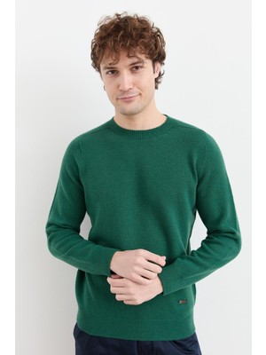 Desen Triko Erkek Sıfır Yaka Basic Yün Kazak Ö.başı