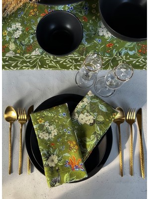 Sertex Home Yeşil Çiçek Desenli Peçete