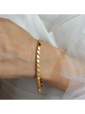 14 Ayar Altın Pullu Halep Bileklik 5mm 19cm 5.20 Gram