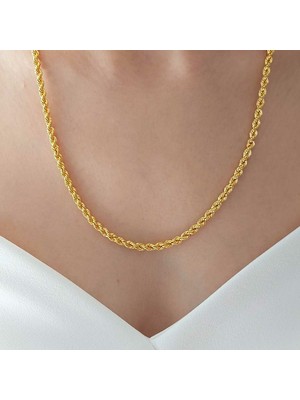 14 Ayar Altın Halat Burgu Zincir 55 Cm 8.15 Gram 4mm