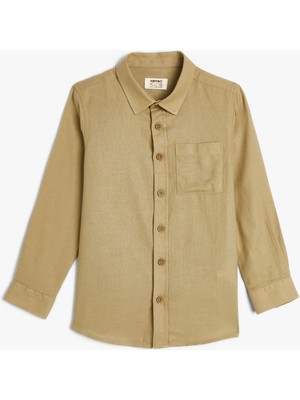 Koton Basic Gömlek Uzun Kollu Cep Detaylı Pamuklu