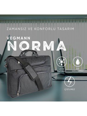 Vegmann Norma 15-15,6 Inç Dizüstü Bilgisayar Uyumlu Antrasit Evrak ve Laptop Çantası