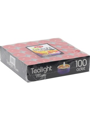 Roll-Up Tea Light Mum Kırmızı - 100 Adet