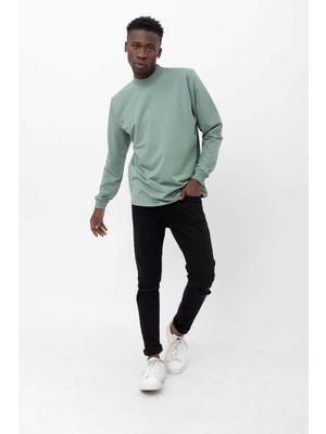 Grody  Erkek Basic Regular Fit Yarım Balıkçı Sweatshirt Pamuk 2 Iplik