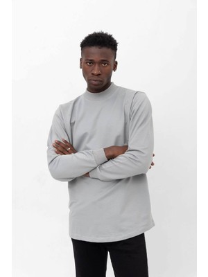 Grody  Erkek Basic Regular Fit Yarım Balıkçı Sweatshirt Pamuk 2 Iplik