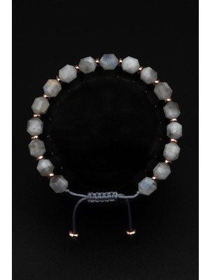 Alibaba Doğaltaş Ay Taşı Doğal Taş Makrome Örme Bileklik Hexagonal Kesim