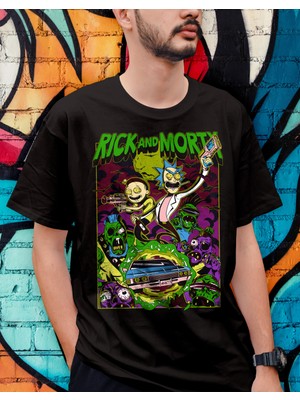 Bu Tshirt Rıck And Morty' Temalı Ön Yüz Baskılı Street Wear Oversize Unisex Tişört