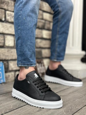 Bpm BA0323 Boa Kalın Tırtık Yüksek Taban Siyah Bağcıklı Spor Erkek Ayakkabı