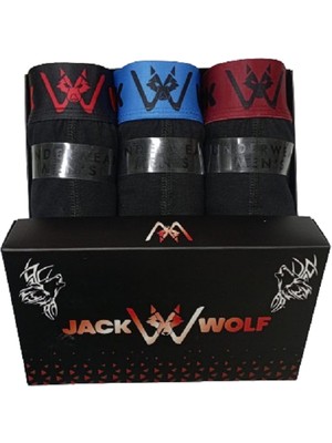 Jack Wolf 3 Lü Vıp Kutu Pamuklu Likralı Erkek Boxer