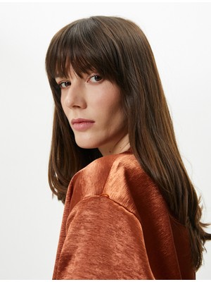 Koton Bomber Ceket Fermuarlı Jakarlı Viskon Cepli