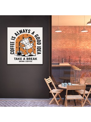 Gaagart Tekli Kare Kanvas Duvar Tablosu Kahve Köşesi Drink Coffee