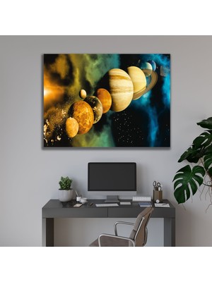 Gaagart Tekli Yatay Kanvas Duvar Tablosu Uzay Boşluğu ve Gezegenler