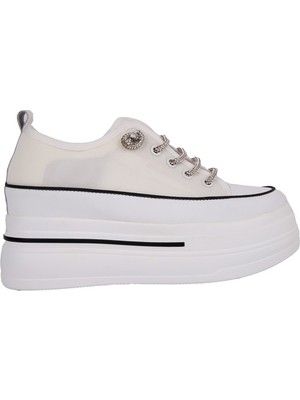 Guja 24Y345-10 Kadın Kalın Taban Gizli Ökçeli Sneaker Ayakkabı Beyaz