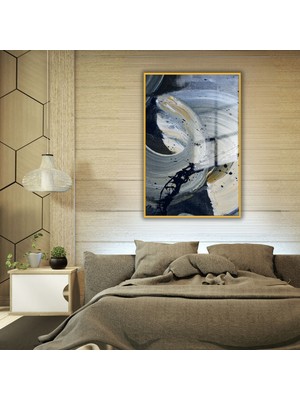 Gaagart Metal Çerçeveli Temperli Cam Tablo Modern Soft Fırça Darbeleri