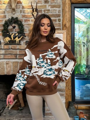 Elif Özbey Kahve Winter Sweatshirt