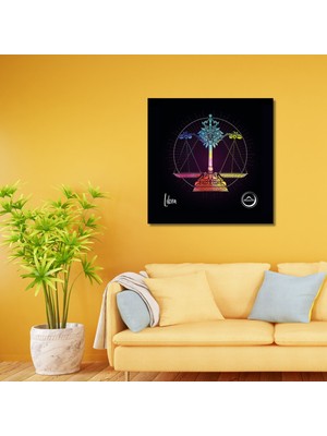 Gaagart Tekli Kare Kanvas Astroloji ve Burç Tablosu Terazi Burcu