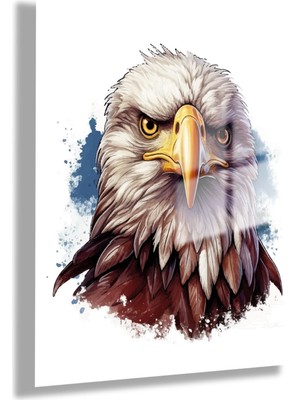 Gaagart Temperli Gerçek Cam Tablo Karşıdan Kara Kartal Portresi