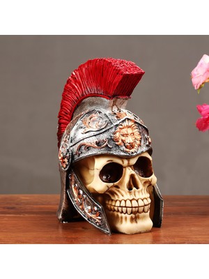 Elifeshop Gotik Stil Romalı Kumandan Kurukafa Biblo Heykel Dekoratif Ürün Ev Hediyesi Vitrin Objesi