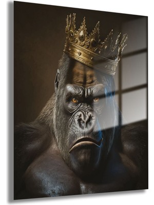 Gaagart Temperli Gerçek Cam Tablo King Kong Kral Goril Portresi