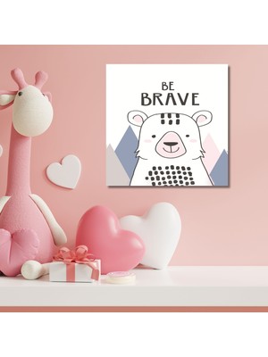 Gaagart Tekli Kare Kanvas Çocuk Odası Soft Çizgisel Ayıcık Tablosu