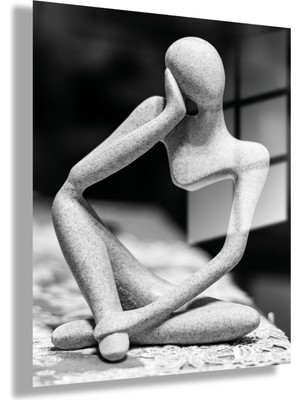 Gaagart Temperli Gerçek Cam Tablo Taş Insan Silüeti