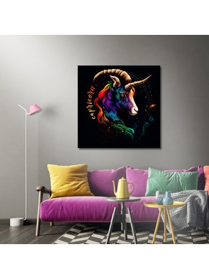 Gaagart Tekli Kare Kanvas Astroloji ve Burç Tablosu Oğlak Burcu