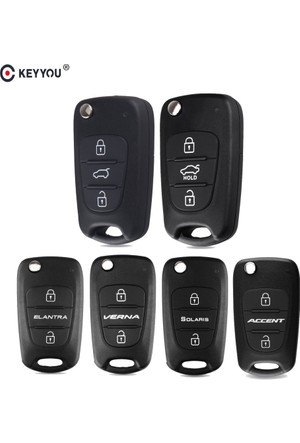 KEYYOU Flip Remote Car Key Shell Case For Hyundai Solaris ix35 ix45 ELANTRA  Santa Fe HB20