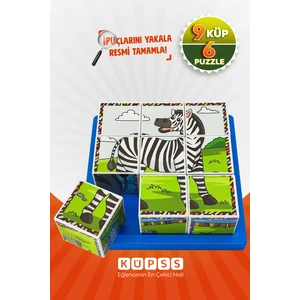 Safari Hayvanları 3D Küp Puzzle - 9 Küp 6 Yapboz
