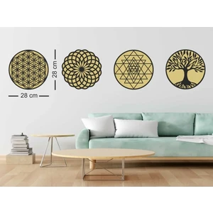 212 Toyzz Yaşam Çiçeği Sri Yantra ve Torus Hayat Ağacı 3'lü Set Duvar Tablosu