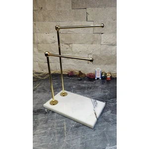 Marble Center Mermer Metal Çift Havlu Standı, Ikili Havluluk, Havlu Askısı, Havlu Standı