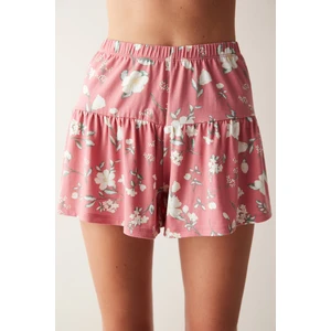 Floral Pembe Şort Pijama Altı